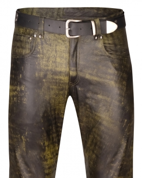 Leather trousers leather jeans green-antique
