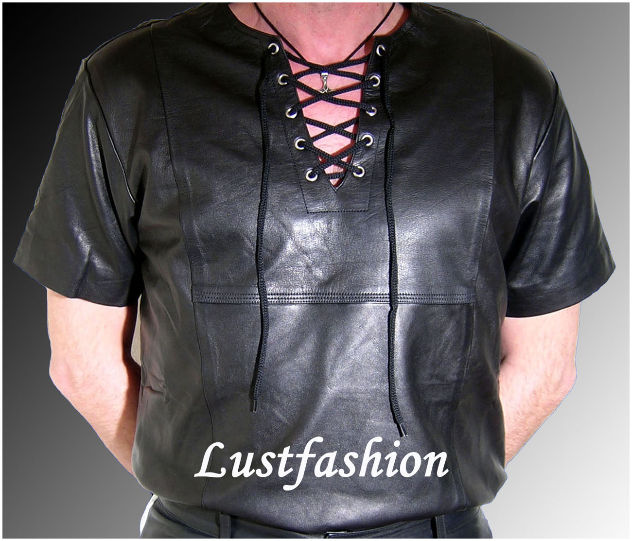 LEDERHEMD schwarz S Hemd Leder neu Lederuniform Policehemd leather ...