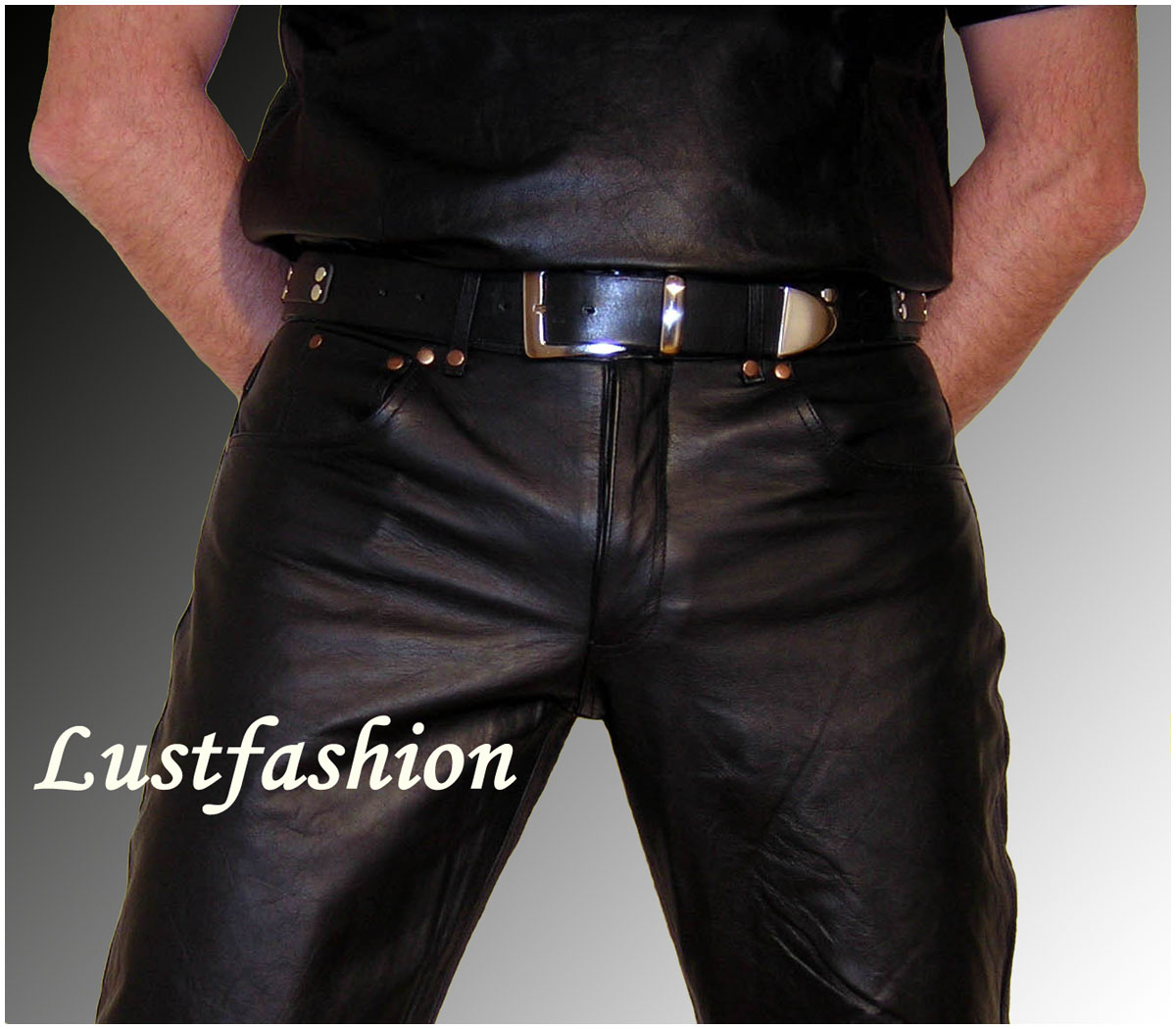leather pants black mens leather jeans 501-style with buttons ...