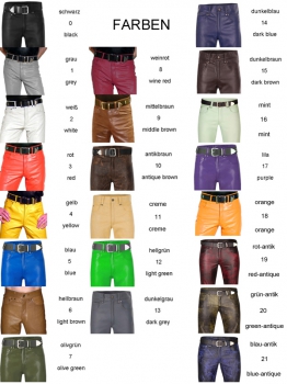 Ledershorts, Joggingshorts in verschiedenen Farben