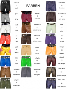 Leather shorts with full zip in different colors