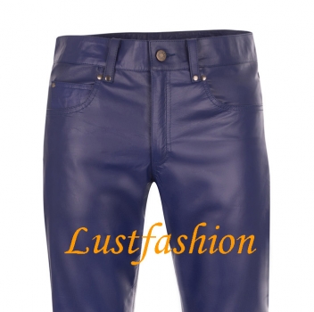 Leather trousers leather jeans dark blue