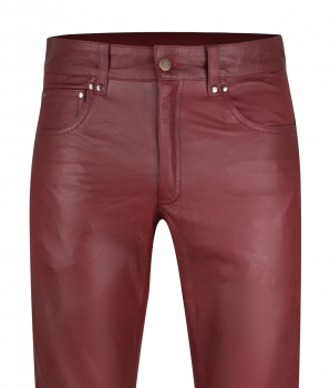 Leather trousers leather jeans wine red