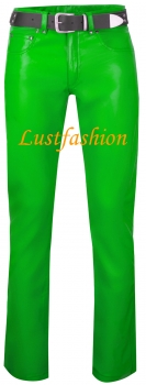 Leather trousers leather jeans light green W33 L34 leather lining