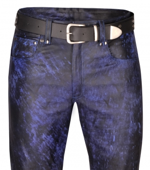 Leather trousers leather jeans blue-antique