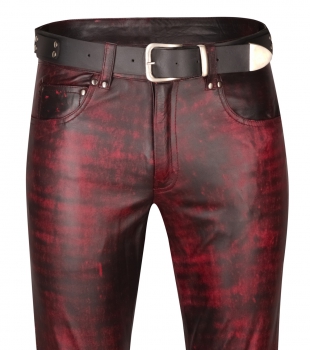 Leather trousers leather jeans red-antique