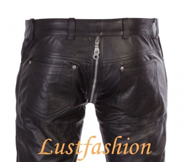 Leather jeans with full zip in different colors