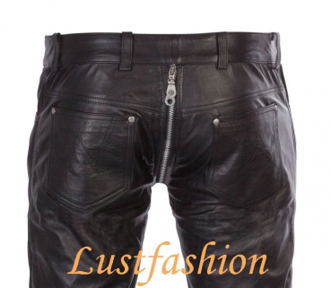 Leather jeans black with full zip W46 L32