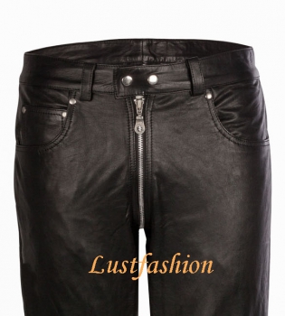 Leather jeans black with full zip W46 L32