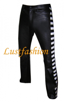 Leather trousers black - white W34 L30