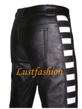 Leather trousers with stripes