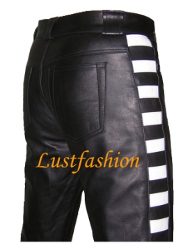 Leather trousers black - white W34 L30