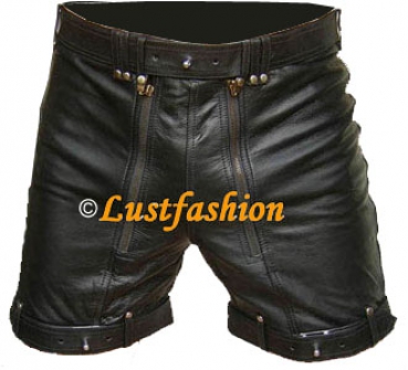 Leather shorts W38 lockable, Bondage, unlined