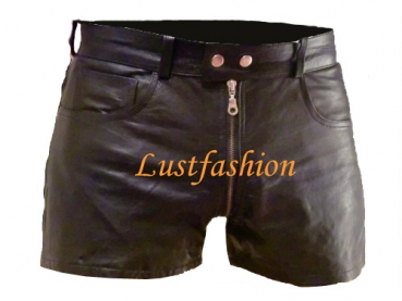 Leather shorts with full zip in different colors