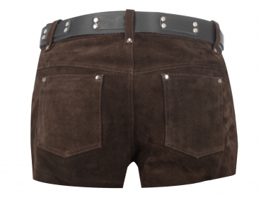 Shorts in suede leather, dark brown