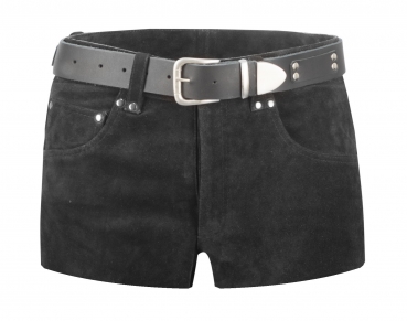 Rauleder - Shorts, schwarz
