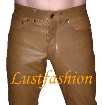 Leather trousers leather jeans light brown W32 L34 unlined