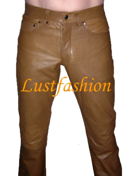Leather trousers leather jeans light brown