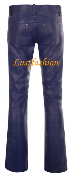 Leather trousers leather jeans dark blue
