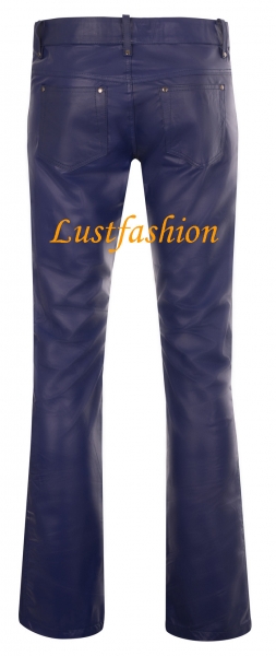 Leather trousers leather jeans dark blue W34 L32