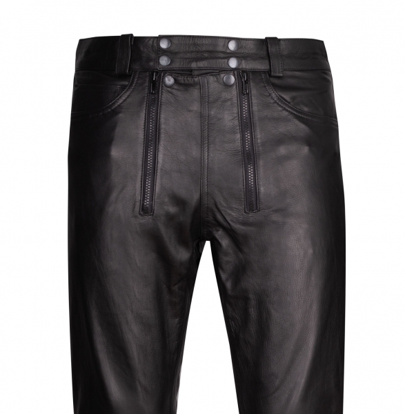 Leather trousers carpenter Style pants black W42 L34