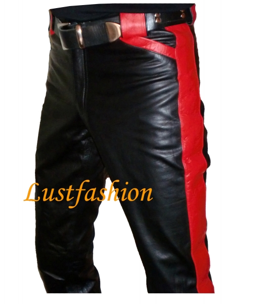 Design- Leather trousers with coloured applications