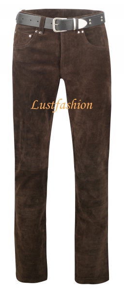 Rough leather trousers dark brown