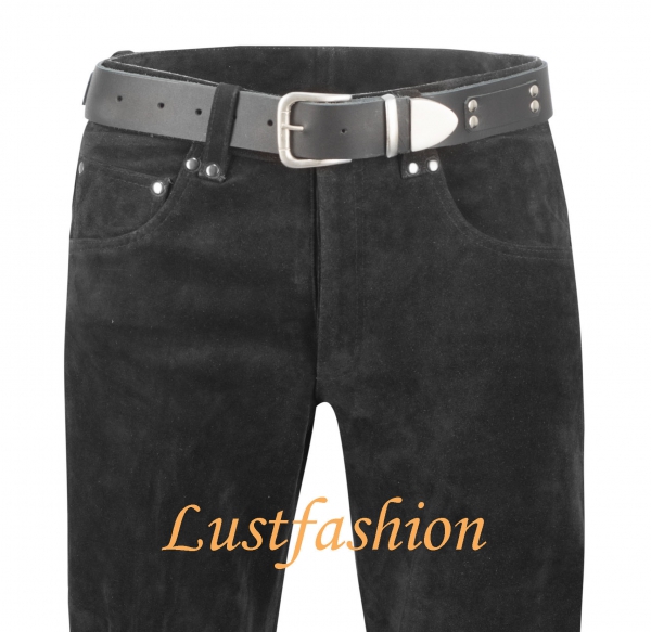 Rough leather trousers black