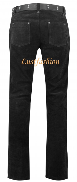 Rough leather trousers black