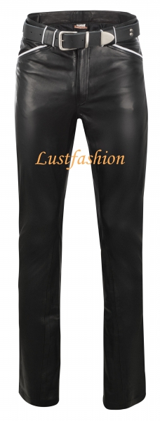 Design- Leather trousers with colored applications