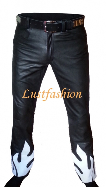 Design leather trousers (flames-look)