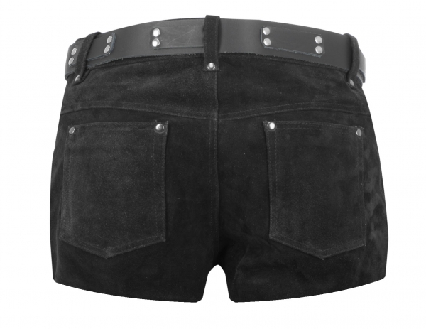 Rauleder - Shorts, schwarz