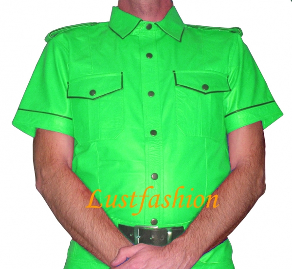 Leather shirt light green