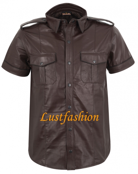 Leather shirt dark brown