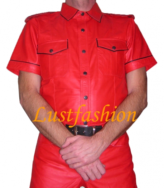 Leather shirt red
