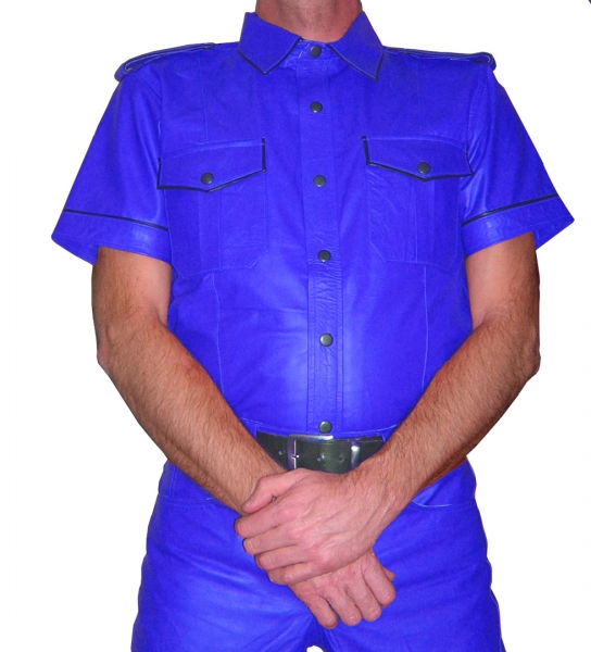 Leather shirt blue