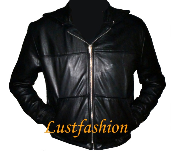 Leather jacket with hood in different colors