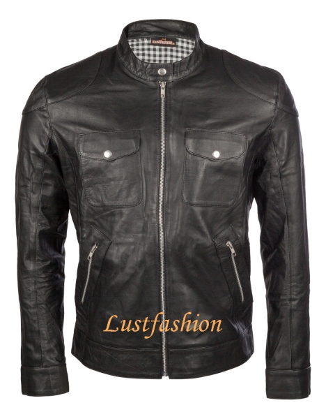 Design Lederjacke schwarz Lammleder