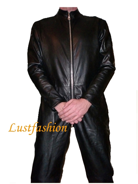 Leather overalls suits full-length zip in different colors