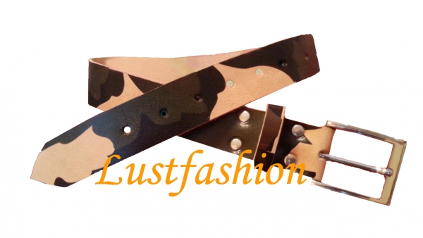 Leather belt black brown