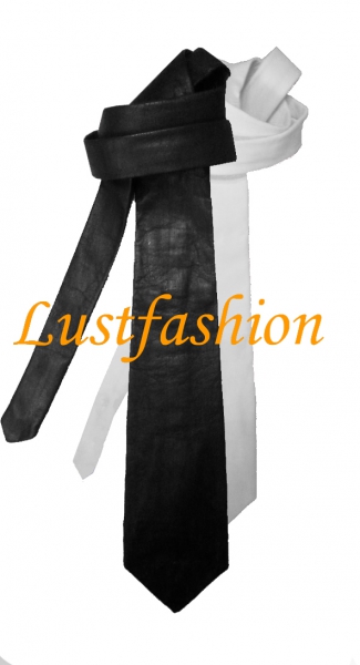 Leather neck tie, many colours