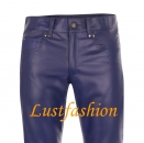 Leather trousers leather jeans dark blue W32 L34